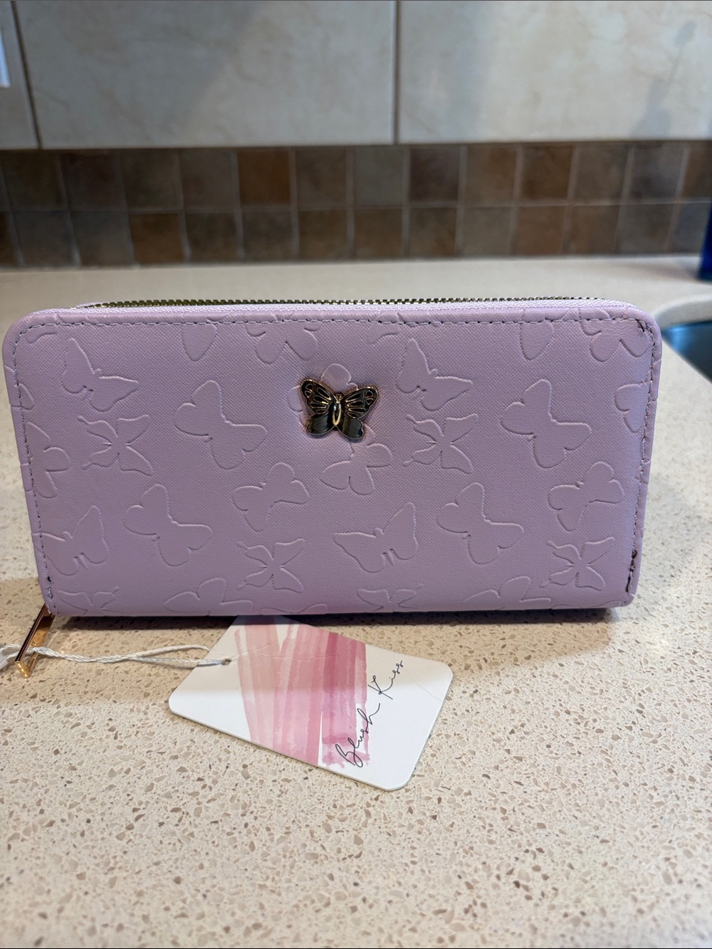 Blush Crush NWT Lavender Butterfly Embossed Large Wallet